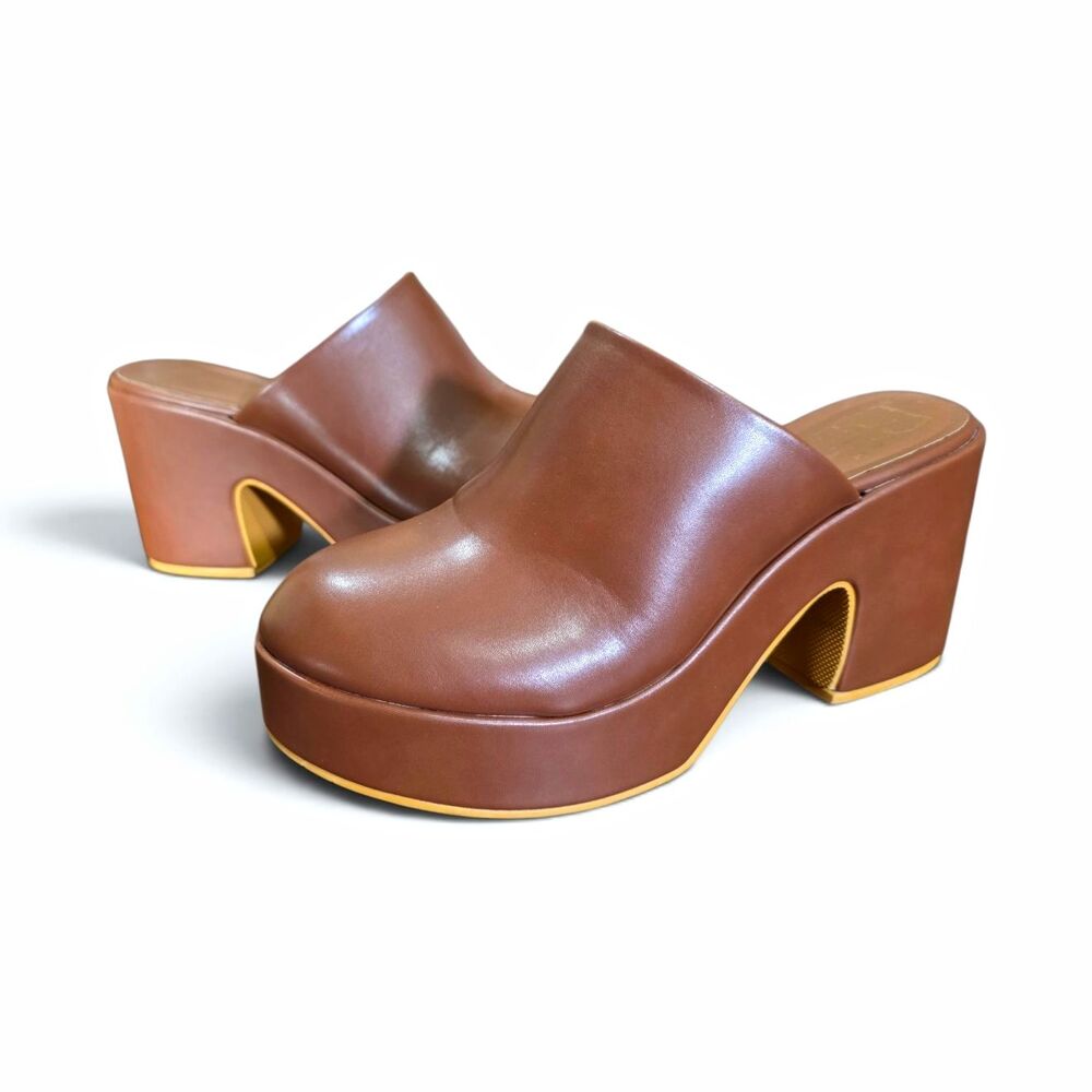 Beach by Matisse Jayde Brown Vegan Leather Platform Clogs Mules Slide Shoes 9 M